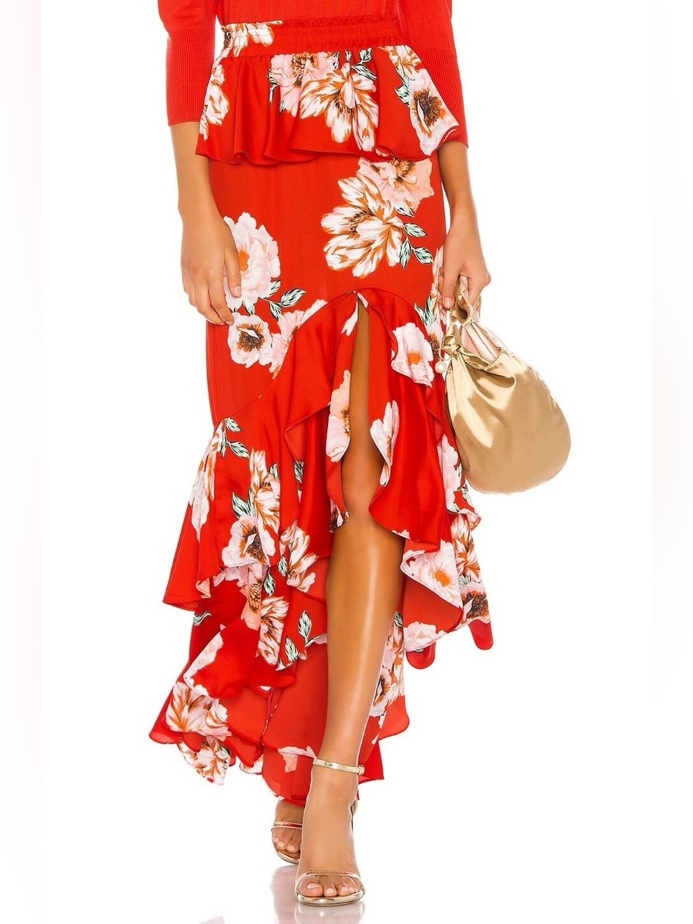 Misa Los Angeles Lucia Skirt Poppy Floral Ruffle Tiered Maxi Boho Skirt - Picture 4 of 10